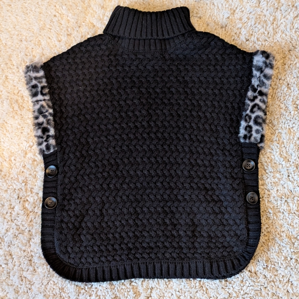 Aspen Kids Elegant Turtleneck Sweater Vest with Faux Fur Trim Girls Size 7/8